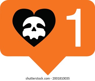 black orange "like" icon with skull image