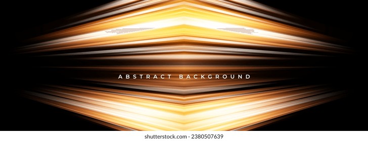 Black and orange modern abstract background with yellow glowing movement and high-speed light effect. Vector illustration banner