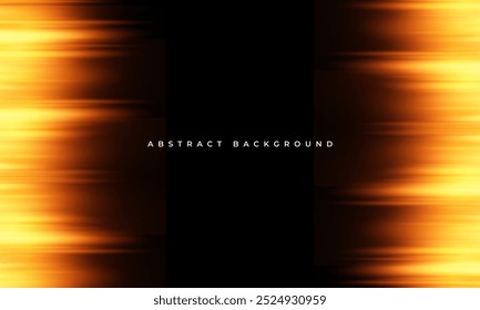 Black and orange modern abstract background with yellow glowing movement and high-speed light effect. Vector illustration