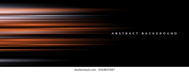 Black and orange modern abstract background with yellow glowing movement and high-speed light effect. Vector illustration