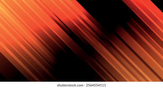 Black and orange modern abstract background with yellow glowing movement and high-speed light effect. Vector illustration