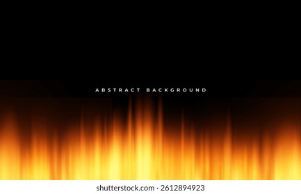 Black and orange modern abstract background with yellow glowing light fire effect. Vector illustration