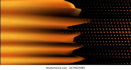 Fondo abstracto moderno negro y naranja con movimiento brillante amarillo y efecto de luz de alta velocidad. Ilustración vectorial