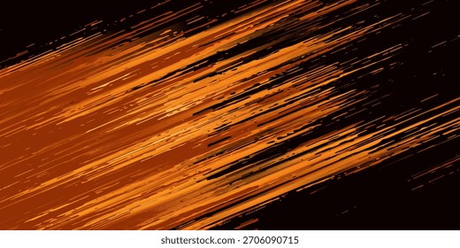 Fondo abstracto moderno negro y naranja con movimiento brillante amarillo y efecto de luz de alta velocidad. Ilustración vectorial
