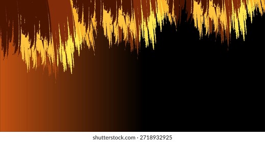 Fondo abstracto moderno negro y naranja con movimiento brillante amarillo y efecto de luz de alta velocidad. Ilustración vectorial