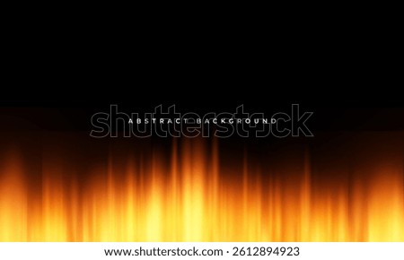 Black and orange modern abstract background with yellow glowing light fire effect. Vector illustration