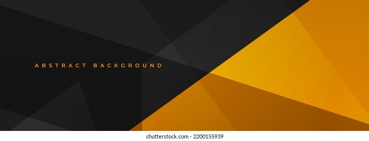 Black and orange modern abstract wide banner with geometric shapes. Black and orange trendy abstract background. Vector illustration