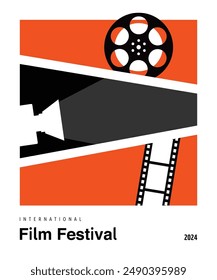 Black and Orange Modern Film Festival Poster