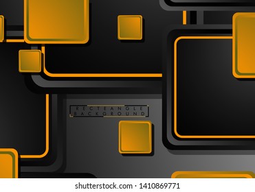 Black and orange neon squares abstract hi-tech background. Vector geometric design
