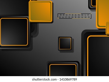 Black and orange neon squares abstract hi-tech background. Vector geometric design
