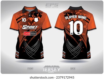 black and orange ninja pattern design, illustration, textile background for sports t-shirt, football jersey shirt mockup for football club. consistent front view