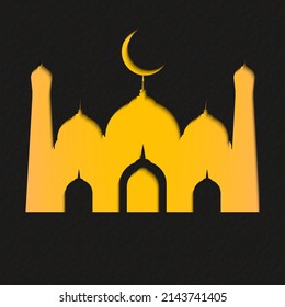 Schwarz-orange Papier geschnitten Moschee Hintergrund und Kopienraum für das Konzept des islamischen Festivals.