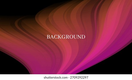 Schwarz, orange und rosa abstrakter Hintergrund mit scharfen wellenförmigen Linien und Farbverlauf-Übergang, dynamische Flammenform. Schrägbiegungen