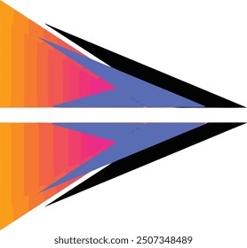 Black, orange, pink, blue triangular arrow pointing right. Suitable for presentations, web design, infographics, and social media posts.