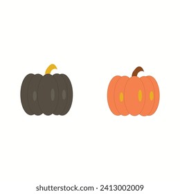 Black and orange pumpkin isolated on white background Vector