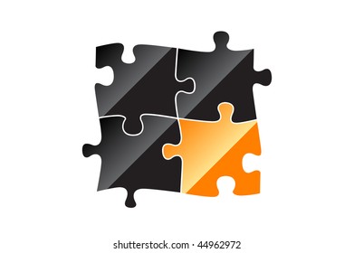 Black and orange puzzle isolated on the white.