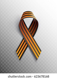 Black and orange ribbon of St George isolated on transparent background. May 9 russian holiday victory day. Vector illustration