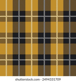 Black and orange Scotland textile seamless pattern. Fabric texture check tartan plaid. Abstract geometric background for cloth, fabric. Monochrome graphic repeating design. Modern squared ornament