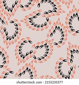 black and orange seamless floral vector small leaves pattern on background