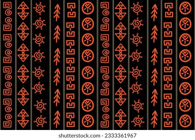 black and orange seamless pattern with ethnic African motifs, Can Be Used for Textile, Prints, Phone Case, Greeting Card or Background