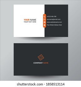 Black & orange simple business card design template	