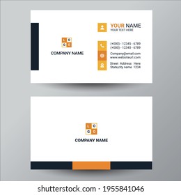 Plantilla de diseño de tarjetas de visita simple en negro y naranja	