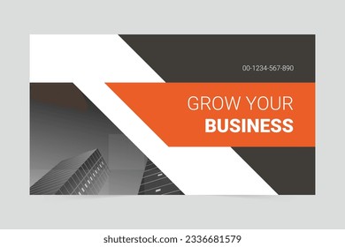 Black and orange simple grow your business social media cover template