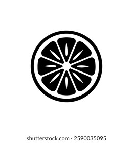 Black Orange slice silhouette vector illustration on white background