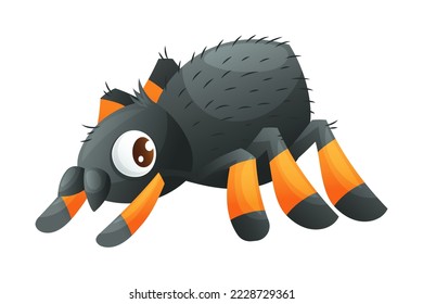 Black and Orange Spider as Home Pet Animal Vector Illustration