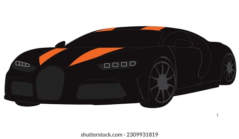 Black and orange Sports car line art vector, Transport icon, Auto icon, Sport car, Modern auto, Transportation concept, Rent a car