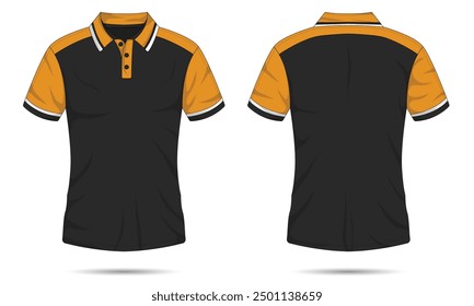 Black and orange sports polo t-shirt mockup