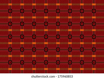 Black with orange squares on dark burgundy background