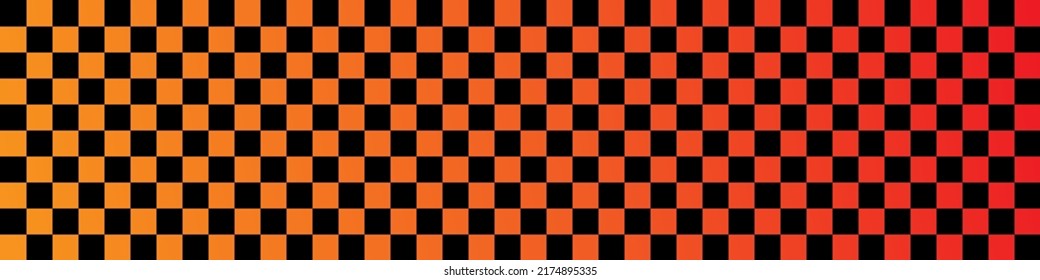 Black And Orange Squares Seamless Pattern. Checkered Flag. Vector Illustration.