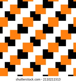 Patrón cuadrado sin fisuras de color negro y naranja sobre fondo blanco. Ilustración vectorial.