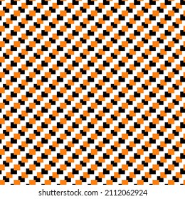 Black and orange stacked square seamless pattern on white background. Vector illustration.
