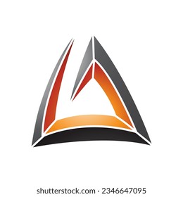 Letra espiral triangular negra y naranja a icono en un fondo blanco