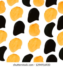 Black and orange vector seamless backdrop with  spots. Colorful illustration. Pattern for trendy fabric, wallpapers.