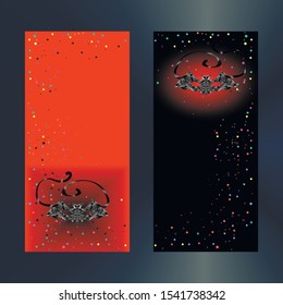 Black orange Vertical label with bat mask