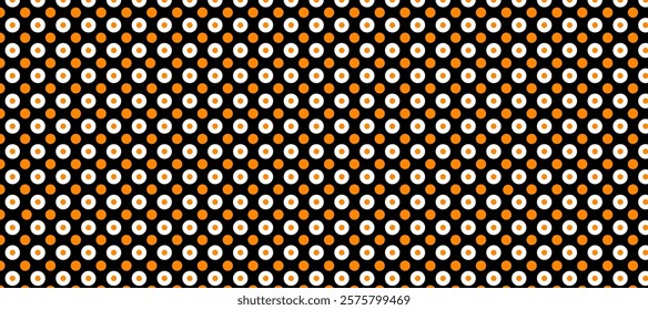 Black orange and white polka dots pattern background