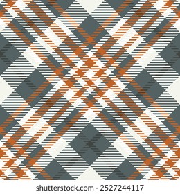 Padrão de Tartan branco laranja preto sem emenda. Padrão de xadrez doce para impressão de camisas, roupas, vestidos, toalhas de mesa, cobertores, cama, papel, colcha, tecido e outros produtos têxteis.