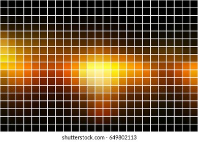Black orange yellow abstract vector square tiles over white mosaic background