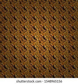 Black, orange and yellow on colors. Pattern. Vector. Tender fabric pattern. Seamless Abstract Retro Background Design.