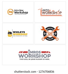 black orange yellow red grey Circle screwdriver ruler key gear drill hammer building tools logo design concept Suitable for decoration workshop building