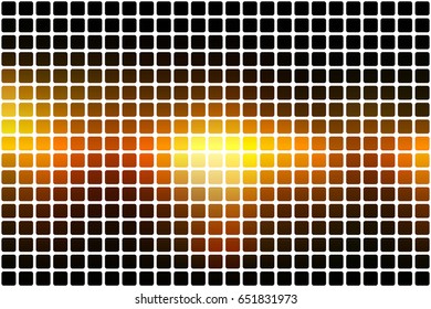 Black orange yellow vector abstract mosaic background with rounded corners square tiles over white