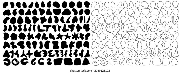 Blobs orgánicos negros. El líquido vectorial muestra formas aleatorias.