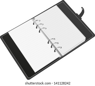 Black organizer on white background.