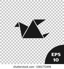 Black Origami bird icon isolated on transparent background.  Vector Illustration