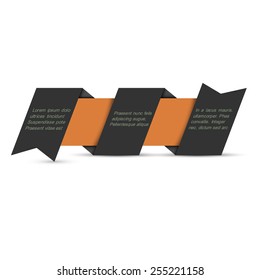 Black origami paper banner.Vector design template 