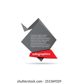 black origami paper speech bubble or web banner .vector illustration