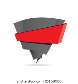 black origami paper speech bubble or web banner .vector illustration